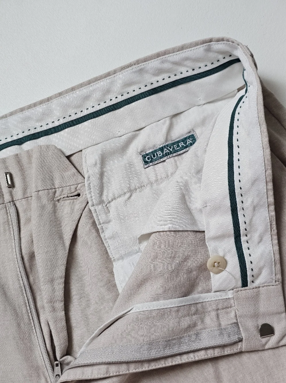 Cubavera Linen Cotton Pants Beige Flat Front Casual Summer 36x30 Men